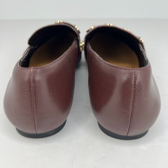Kensie Womens Rayna Auburn Leather Gold Studs Slip On Flats Size 7 M Loafers - Picture 5 of 9